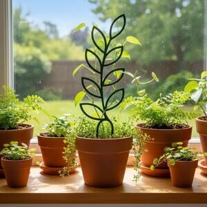 Plant Trellis, Leaf Shaped Plant Support, Indoor Garden Decor, 12.375" tall